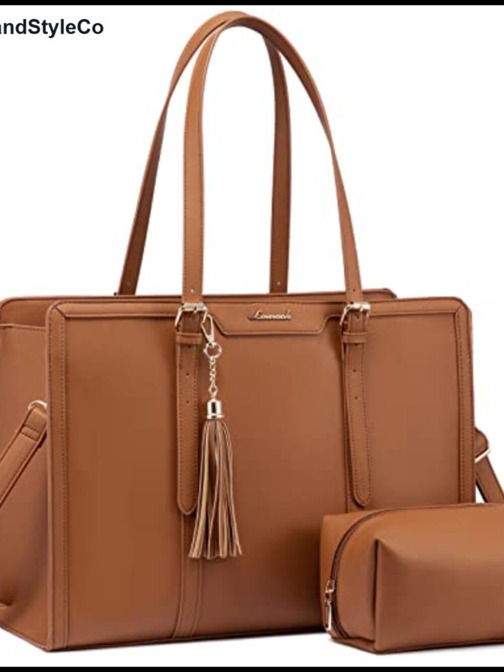LOVEVOOK Laptop Tote Bag for Women 15.6 inch PU Leather Briefcase with Clutch